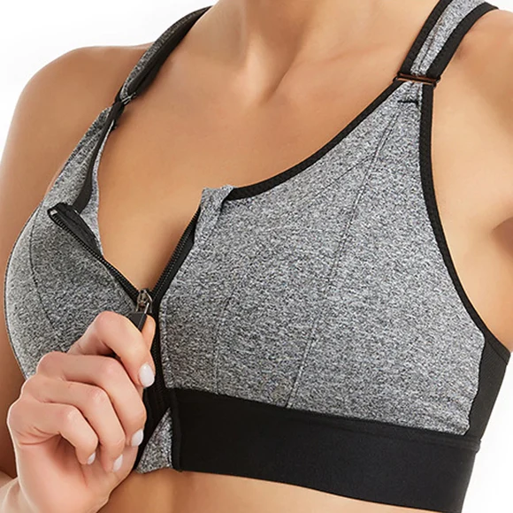 CROSS BACK SPORTS BRA WITH FRONT ZIPPER - Image 2