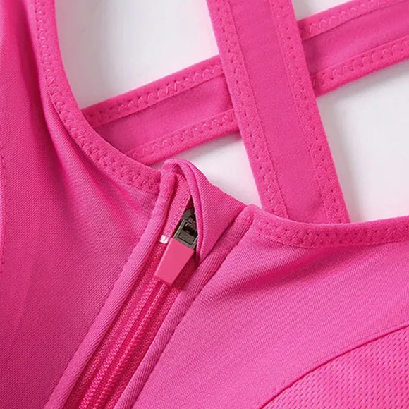 CROSS BACK SPORTS BRA WITH FRONT ZIPPER - Image 4